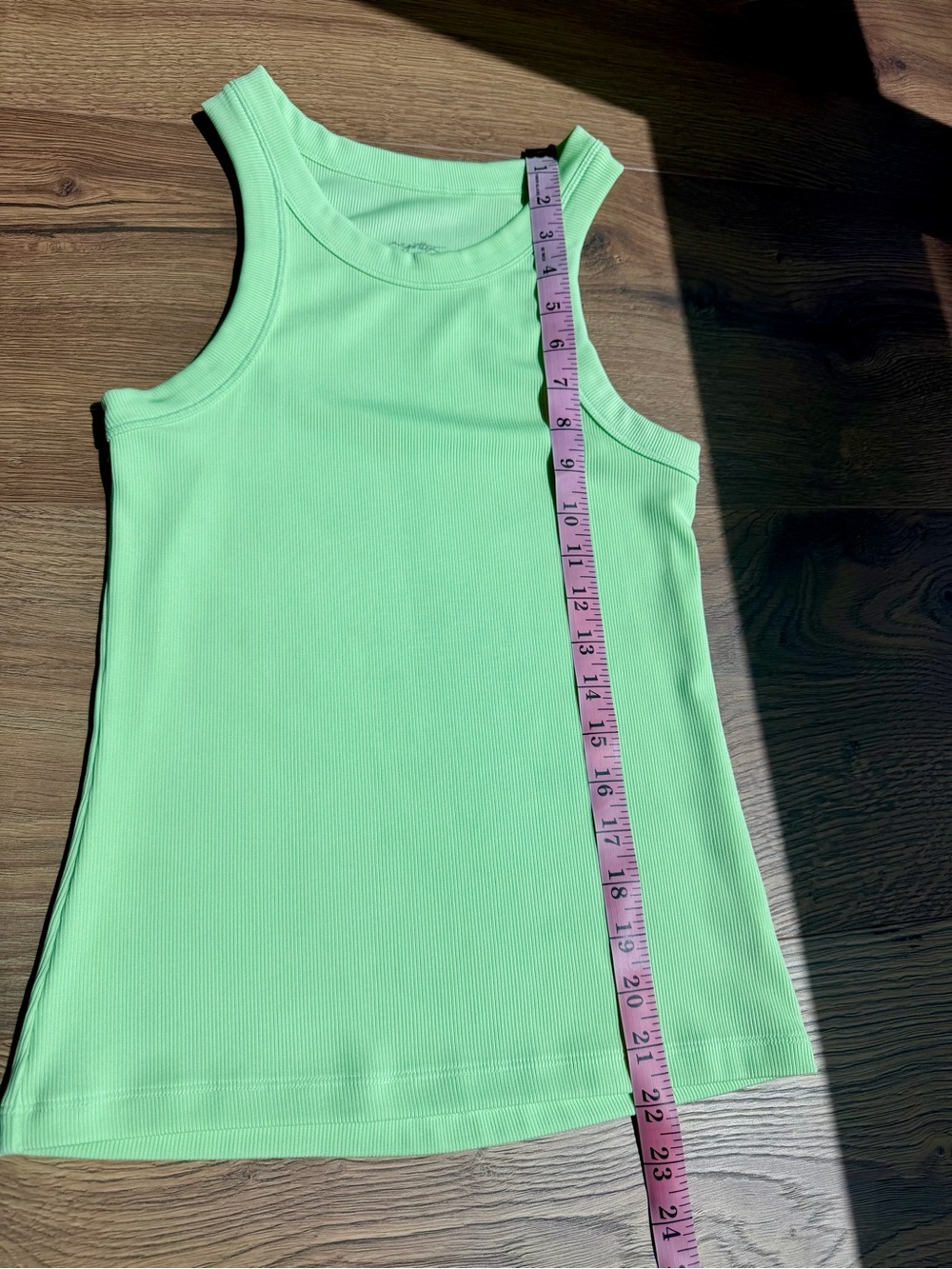 Lime Green Ribbed Racerback Fitted Tank Top M - Picture 3 of 5